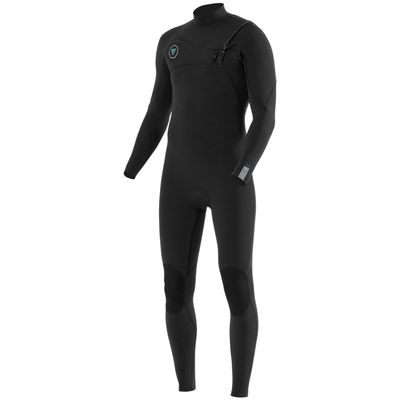 7 Seas 4-3 Full Chest Zip Wetsuit - Black with Jade Logos Black XL