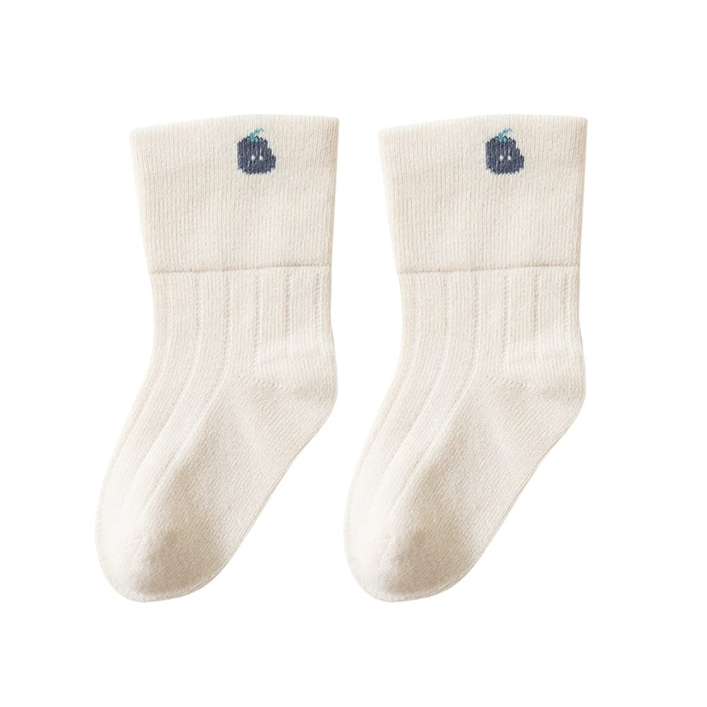 Ikevan Long Baby Wool Socks Baby Cartoon Socks Toddler Socks With Pinch Ankle Baby Little Girl Boy Socks (White, 0-6 Months)
