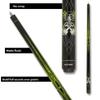 Action Garage Billiards Pool Cue Stick - Matte Black & Green Spark Plug - 21oz view 3