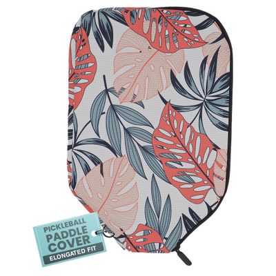 Palms-O-Aces Elongated Pickleball Paddle Cover | Canvas Padded Pickleball Paddles Sleeve with Zipper | Lightweight Protective Paddle Case for Paddles | Paddle Cover Accessory | Bright Tropics