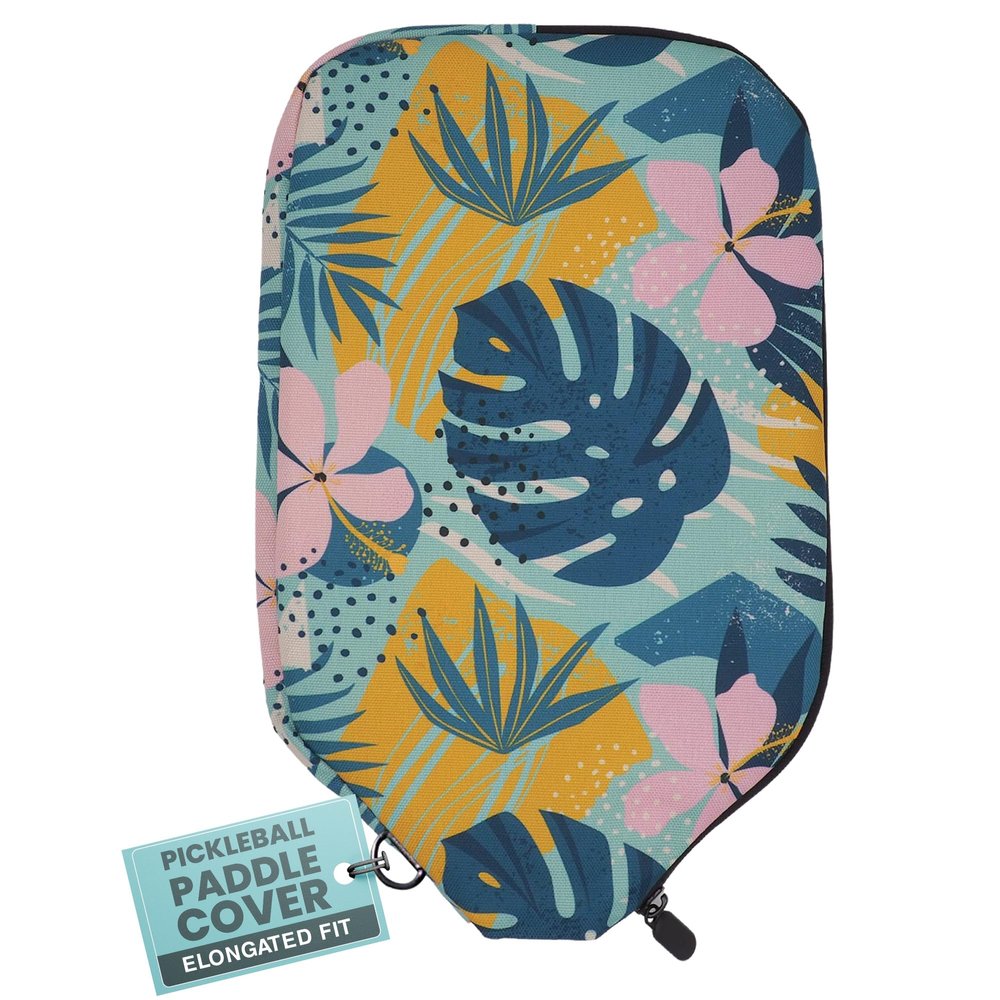 Palms-O-Aces Elongated Pickleball Paddle Cover | Canvas Padded Pickleball Paddles Sleeve with Zipper | Lightweight Protective Paddle Case for Paddles | Paddle Cover Accessory | Mod Tropics
