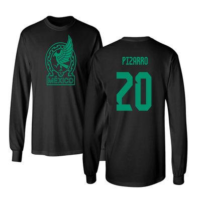 FLAURA Mexican Soccer #20 Pizarro World Football Fans Adult Long Sleeve Tshirt (Black, X-Large)