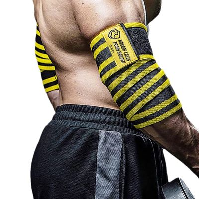Elbow Wraps for Weightlifting (1 Pair), 48" Elastic Elbow Support & Compression Powerlifting, Fitness, Cross Training & Gym Workout - Elbow Straps for Weight Lifting