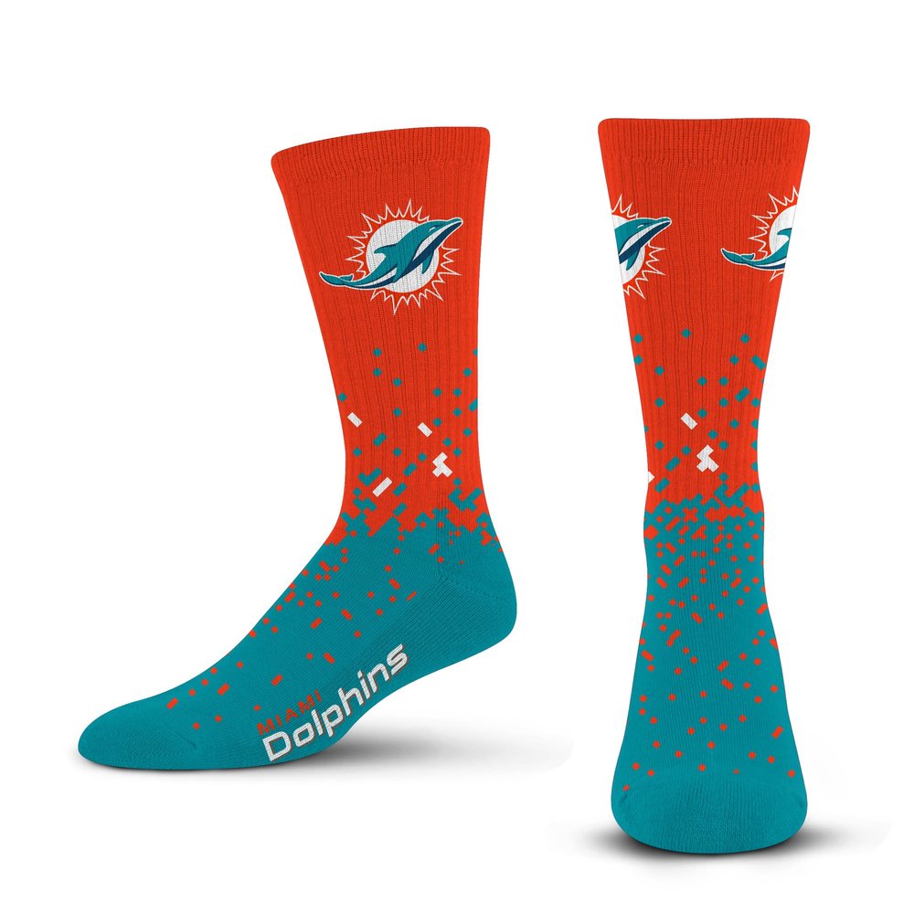 For Bare Feet NFL MIAMI DOLPHINS Spray Zone Crew Sock Team Color Youth