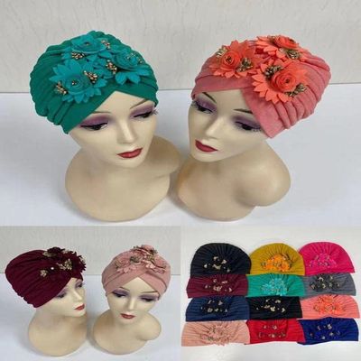 MSBRIC African Women Turban Cap for Ladies Hats Nigerian Turban Gele Small Cap with Stones A Dozen - A Dozen Color 3933