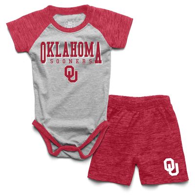 Wes and Willy Baby College Sports Fan Outfit One Piece Snap Suit and Short Set Cloudy Yarn Pattern (Oklahoma Sooners, 6 Months)