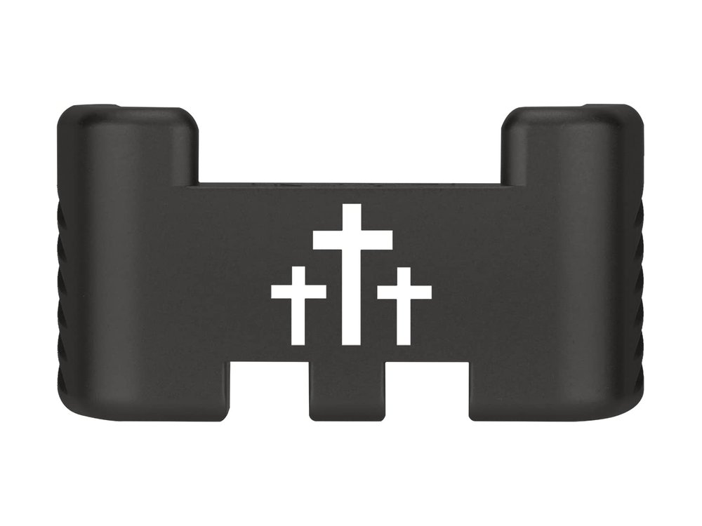 NDZ Performance Aluminum Slide Racker Assist Back Plate for Gen 1-5 Glock 17 19 19x 22 23 24 26 27 31 32 33 34 35 45 47 49, Improved Slide Grip, Black - 3 Crosses