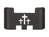 NDZ Performance Aluminum Slide Racker Assist Back Plate for Gen 1-5 Glock 17 19 19x 22 23 24 26 27 31 32 33 34 35 45 47 49, Improved Slide Grip, Black - 3 Crosses view 1