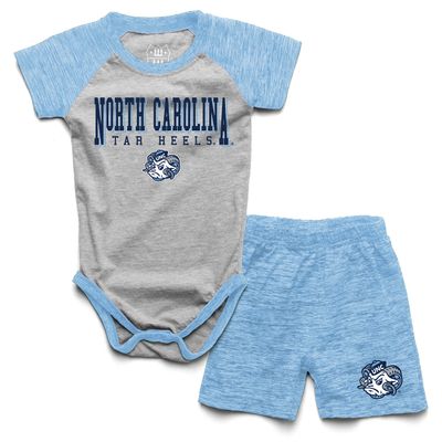 Wes and Willy Baby College Sports Fan Outfit One Piece Snap Suit and Short Set Cloudy Yarn Pattern (North Carolina Tar Heels, 24 Months)