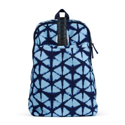 Ame & Lulu Drop Shot Stylish Pickleball Bag | For Men and Women | Padded Straps, Zip Closure, Interior/Exterior Pockets | Adjustable | Water Resistant - Blue Shibori