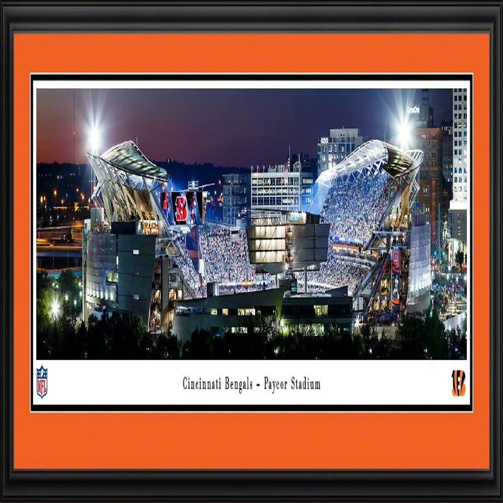 Cincinnati Bengals, Paycor Stadium - 44x18-inch Double Mat, Deluxe Framed Picture by Blakeway Panoramas