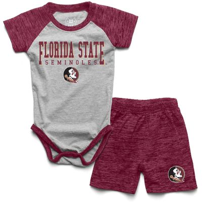 Wes and Willy Baby College Sports Fan Outfit One Piece Snap Suit and Short Set Cloudy Yarn Pattern (Florida State Seminoles, 24 Months)