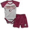 Wes and Willy Baby College Sports Fan Outfit One Piece Snap Suit and Short Set Cloudy Yarn Pattern (Florida State Seminoles, 24 Months) view 1
