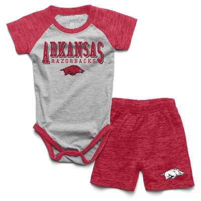 Wes and Willy Baby College Sports Fan Outfit One Piece Snap Suit and Short Set Cloudy Yarn Pattern (Arkansas Razorbacks, 12 Months)