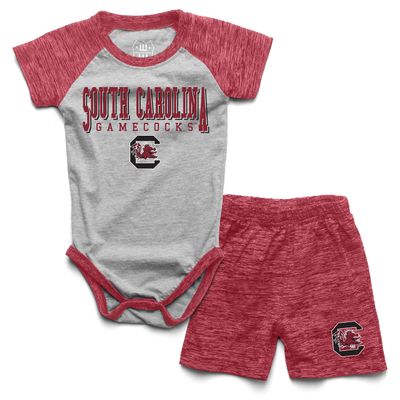 Wes and Willy Baby College Sports Fan Outfit One Piece Snap Suit and Short Set Cloudy Yarn Pattern (South Carolina, 6 Months)