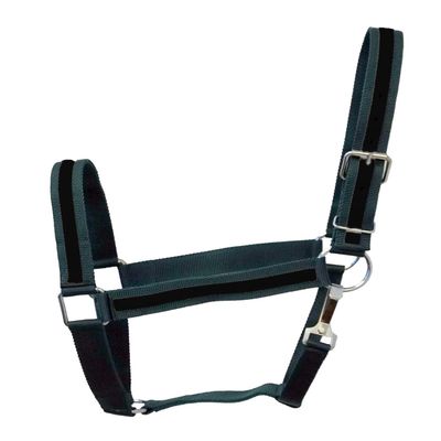 Equitem Draft Horse Size 2 Ply Nylon Halter with Stripe Accent (Dark Green with Black)
