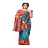 IMTRA FASHION Women's Indian Sari Printed Art Silk Saree with Blouse Piece Blue (MINALI RAMA) view 3