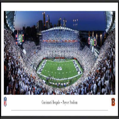 Cincinnati Bengals White Out Football - 40.25x13.75-inch Standard Framed Print by Blakeway Panoramas
