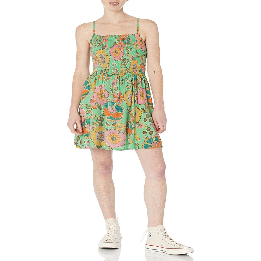 Angie Women's Smocked Bodice Circle Skirt Sundress, Green, Small