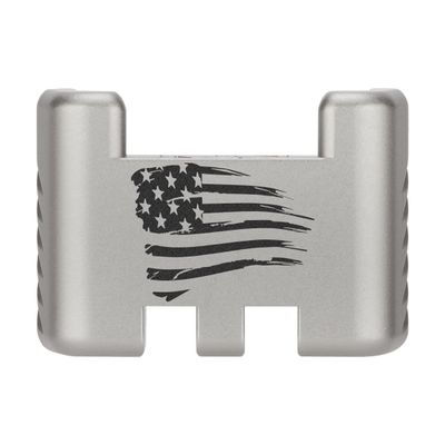 NDZ Performance Aluminum Slide Racker Assist Back Plate for Gen 1-5 Glock 17 19 19x 22 23 24 26 27 31 32 33 34 35 45 47 49, Improved Slide Grip, Silver - US Flag Tattered