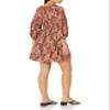 Angie Women's 3/4 Sleeve Smocked Waist Tie Neck Dress, Pecan, Medium view 2