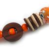 Avalaya Trendy Wood, Acrylic Bead Geometric Chunky Necklace (Orange/Brown) - 70cm L view 4