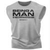 Gymish Lifestyle Being A Man Graphic Fitness Tank, Sleeveless Bodybuilding Athletic Tank Top (3XL, Being A Man Grey Tank Top) view 1