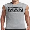 Gymish Lifestyle Being A Man Graphic Fitness Tank, Sleeveless Bodybuilding Athletic Tank Top (3XL, Being A Man Grey Tank Top) view 2