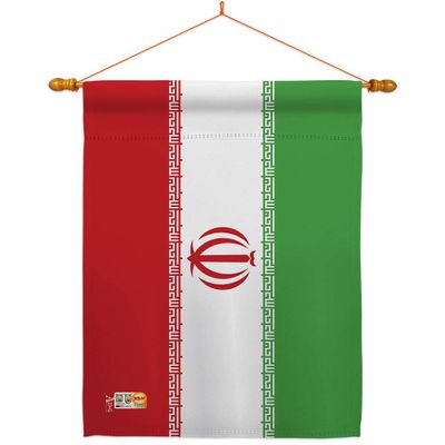 Americana Home & Garden Iran House Flag Pole Wood Dowel Stand with Iranian Life Freedom Humen Women Right Support Gifts for Her Room Wall Home Decorations Tapestry Hanger Indoor Banner, Made in USA