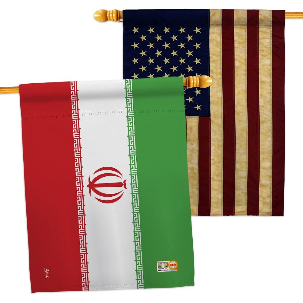 Americana Home & Garden Iran House American Flags Pack Stand with Iranian Life Freedom Humen Women Right Support Gifts for Her Home Room Patriotic Decorations Outdoor Banner Tapestry, Made in USA