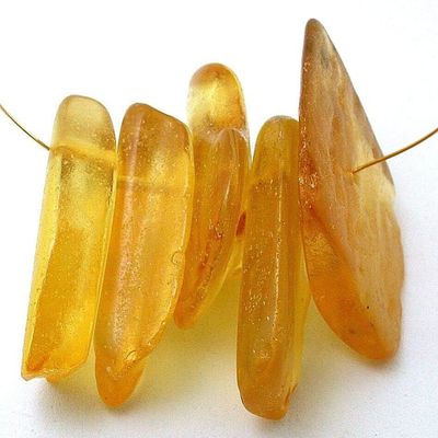 24.97 Grams 4 Natural Copal Amber Focal Bead Gemstone Gem Stone EBS8214