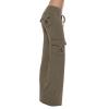 Women's Soft Cargo Pants Lightweight Outdoor High Waist Cargo Yoga Pants Wide Leg Casual Relaxed Fit Cargo Leggings Z01_Brown Small view 4