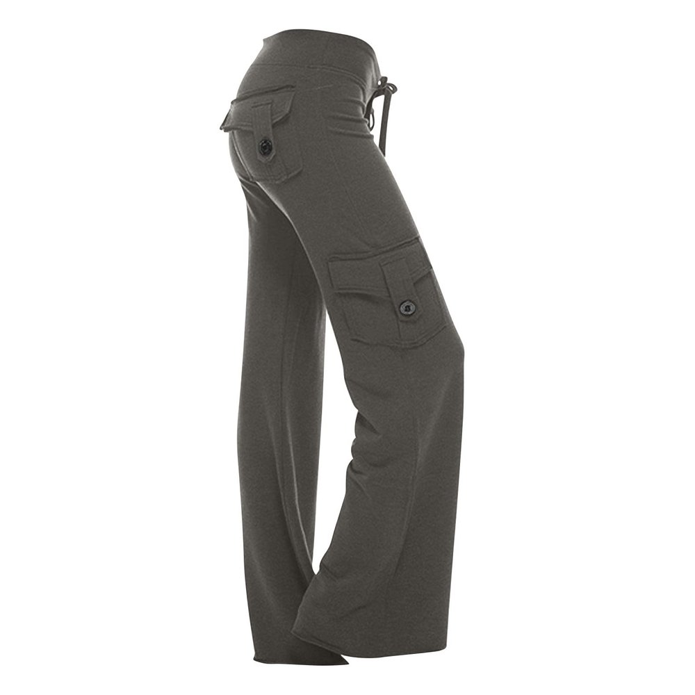 Women's Soft Cargo Pants Lightweight Outdoor High Waist Cargo Yoga Pants Wide Leg Casual Relaxed Fit Cargo Leggings Z01_Dark Gray Small