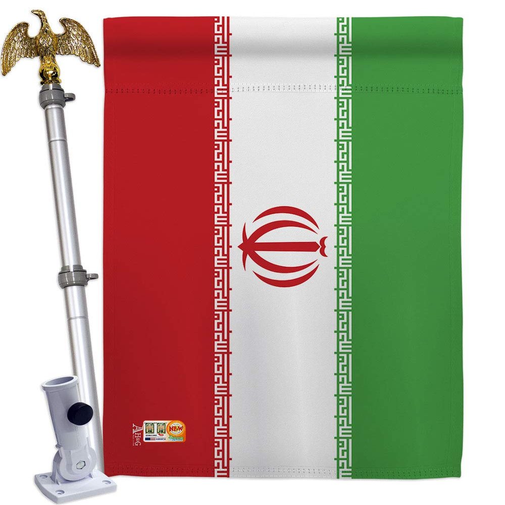 Americana Home & Garden Iran Mount with Eagle Stand with Iranian Life Freedom Humen Women Right Support Gifts for Her Flag Poles for Outside House Home Yard Decorations Outdoor, Made in USA
