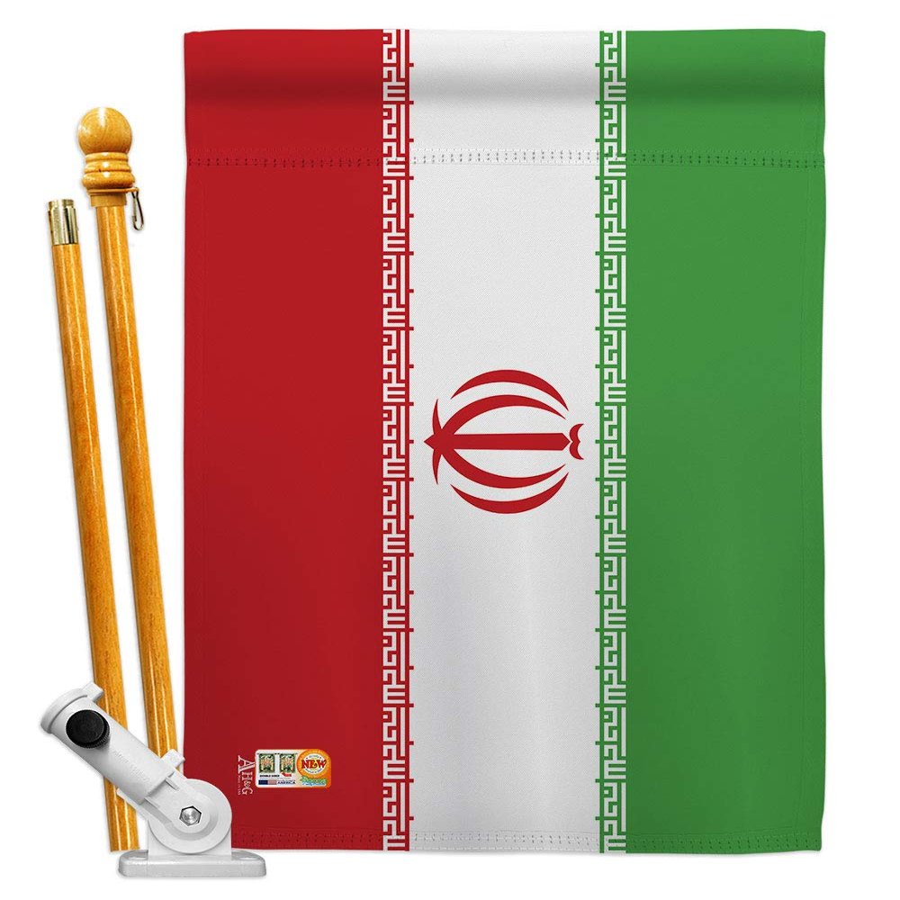 Americana Home & Garden Iran Wooden Stand with Iranian Life Freedom Humen Women Right Support Gifts for Her Flag Poles for Outside House Yard Home Art Banner Tapestry Outdoor Decor, Made in USA