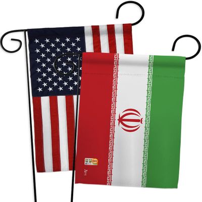Americana Home & Garden Iran Garden American Flags Pack Stand with Iranian Life Freedom Humen Women Right Support Gifts for Her Yard Patriotic Outdoor Home Decor Small Banner, Made in USA