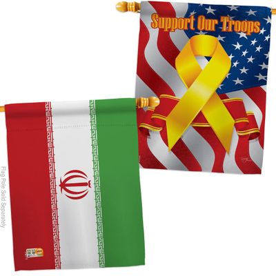 Americana Home & Garden Iran House Flag Troops Pack Stand with Iranian Life Freedom Humen Women Right Support Gifts for Her Yard Patriotic Outdoor Home Decor Banner Indoor Tapestry, Made in USA