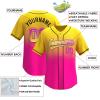 Custom Gradient Baseball Jersey Stitched/Printed Personanlized Button Down Shirts Sports Uniform for Men Women Youth Yellow&Pink-b-g view 2