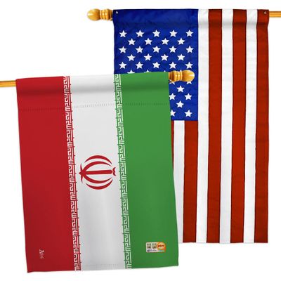 Americana Home & Garden Iran House American Flags Pack Stand with Iranian Life Freedom Humen Women Right Support Gifts for Her Patriotic Outdoor Home Decor Tapestry Banner Wall, Made in USA