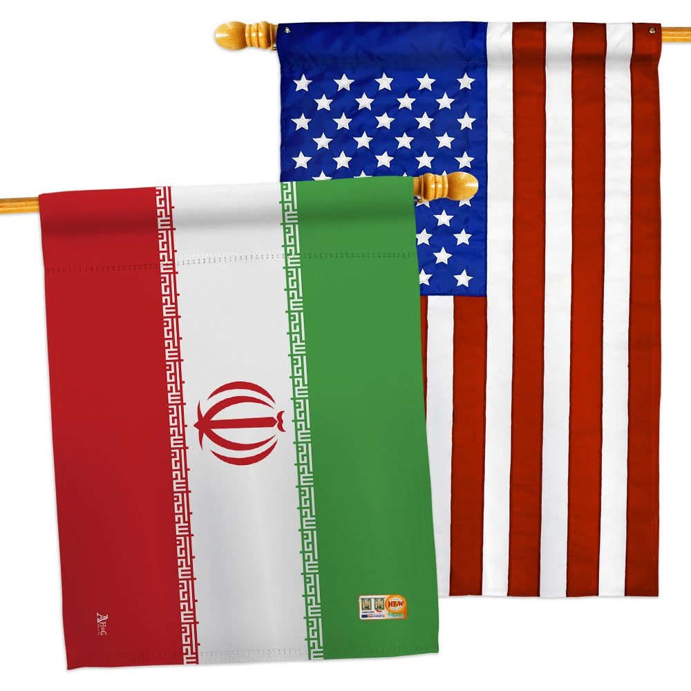 Americana Home & Garden Iran House American Flags Pack Stand with Iranian Life Freedom Humen Women Right Support Gifts for Her Patriotic Outdoor Home Decor Tapestry Banner Wall, Made in USA