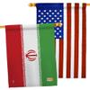Americana Home & Garden Iran House American Flags Pack Stand with Iranian Life Freedom Humen Women Right Support Gifts for Her Patriotic Outdoor Home Decor Tapestry Banner Wall, Made in USA view 1