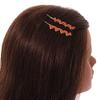 2 Gold Plated Coral Orange Enamel Heart Hair Grips/Slides - 65mm view 2