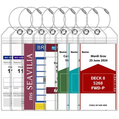 8 Pack Luggage Tags Travel Essentials & Cruise Essentials for NCL, Princess, Carnival, Royal Caribbean & Celebrity Cruise Ships by SEAVILIA