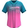 Custom Gradient Baseball Jersey Stitched/Printed Personanlized Button Down Shirts Sports Uniform for Men Women Youth Teal&Pink-g view 1