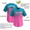 Custom Gradient Baseball Jersey Stitched/Printed Personanlized Button Down Shirts Sports Uniform for Men Women Youth Teal&Pink-g view 2