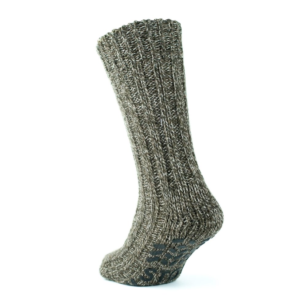 GoWith 1 Pair Womens Wool Slipper Navy Socks, Extra Thick Warm Non-Skid Cozy Winter Grip Socks, Model 2043