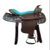 Daarkgreen Leather Western Barrel Racing Horse Saddle Teal and Tack Set Headstall Breast Collar and Reins Size 12-18 Inches (18") view 1