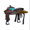 Daarkgreen Leather Western Barrel Racing Horse Saddle Teal and Tack Set Headstall Breast Collar and Reins Size 12-18 Inches (18") view 3