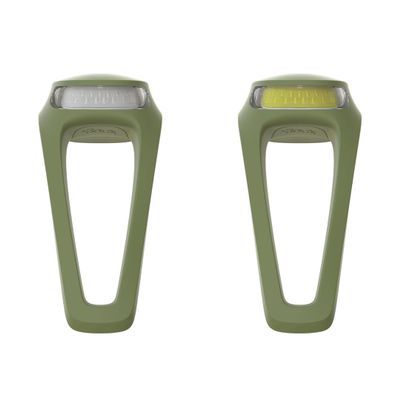 Knog Frog Bike Headlight and Tail Light Set - USB-C Rechargeable Bicycle Light with 40 lumen Front & 20 lumen Rear Output, 9 Modes, Flexible Mount, IP65 Water Resistant Bike Light, Army Jacket Green