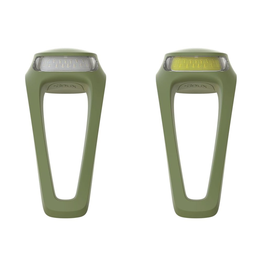 Knog Frog Bike Headlight and Tail Light Set - USB-C Rechargeable Bicycle Light with 40 lumen Front & 20 lumen Rear Output, 9 Modes, Flexible Mount, IP65 Water Resistant Bike Light, Army Jacket Green